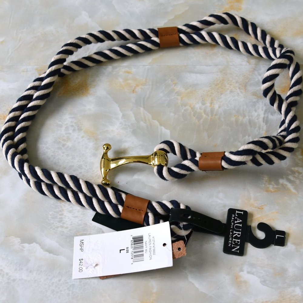Lauren Ralph Lauren Nautical Rope Belt Navy White